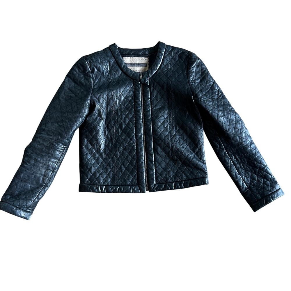 SIMONETTA RAVIZZA Women's Quilted Leather Jacket Size 44 In Black